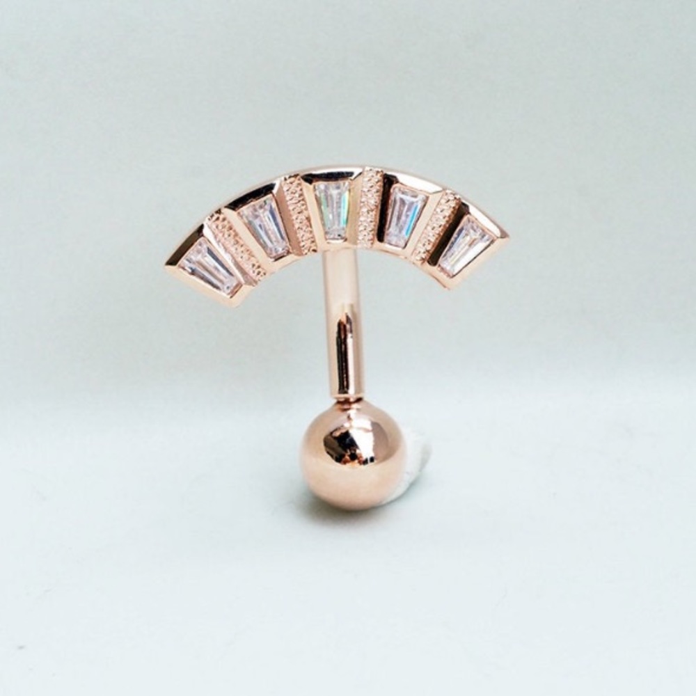 Rose Gold Tapper Fan Reverse Navel Ring - NWT